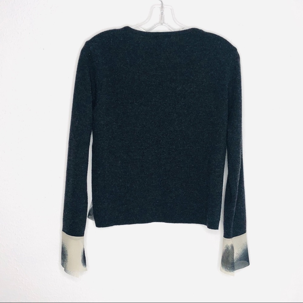 Silvia Novelli Charcoal Wool Sweater Chiffon M - Picture 2 of 7